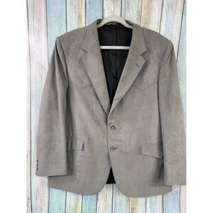 Panhandle Slim Western Cowboy Blazer Vintage Grey Shoulder Embroidery 48 Reg USA